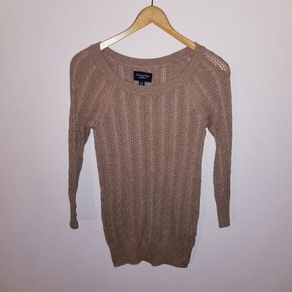 American eagle xs tan sweater 3/4 sleeves - Picture 1 of 4